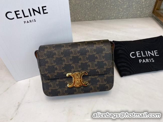 Elegant Celine MINI FOLCO BAG IN TRIOMPHE CANVAS CL01503 tan