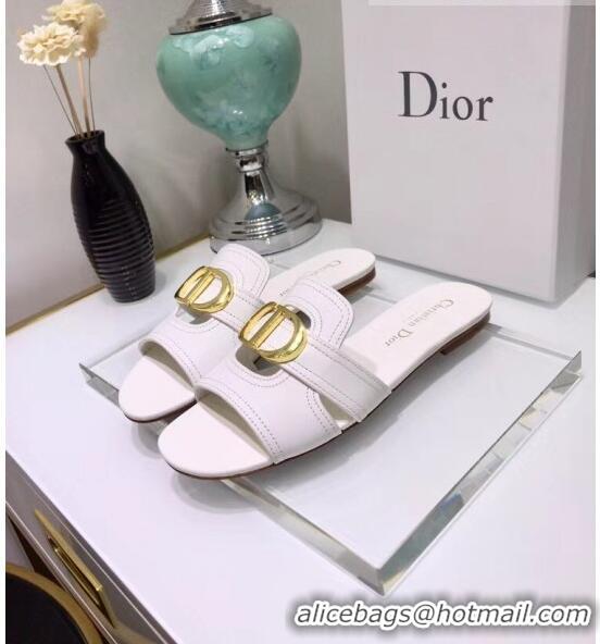 ​Good Looking Dior 30 MONTAIGNE Mule Flat Sandals In Smooth Calfskin CD1422 White 2020