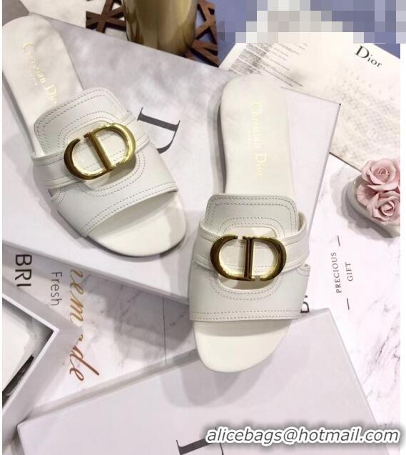 ​Good Looking Dior 30 MONTAIGNE Mule Flat Sandals In Smooth Calfskin CD1422 White 2020