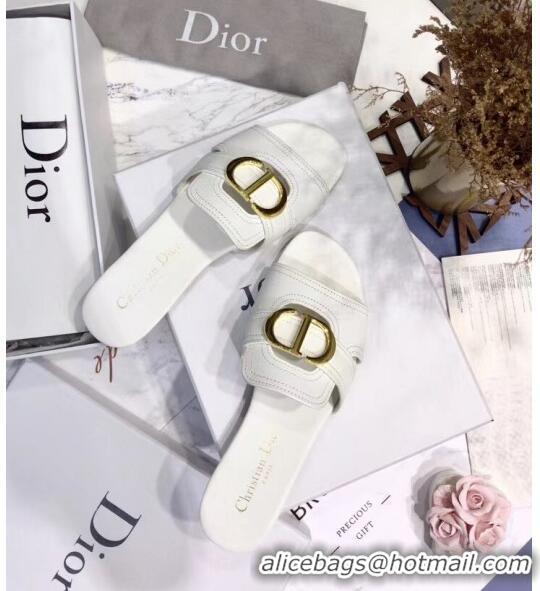 ​Good Looking Dior 30 MONTAIGNE Mule Flat Sandals In Smooth Calfskin CD1422 White 2020