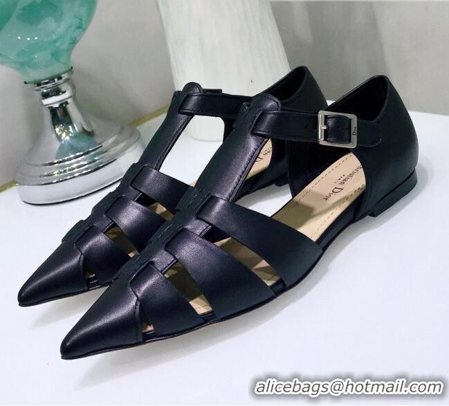 Top Design Dior Sauvage Flat Shoes in Calfskin CD1441 Black 2020