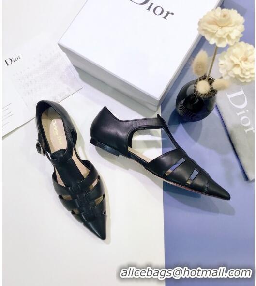 Top Design Dior Sauvage Flat Shoes in Calfskin CD1441 Black 2020