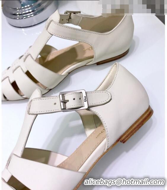 Well Crafted Dior Sauvage Flat Shoes in Calfskin CD1442 White 2020