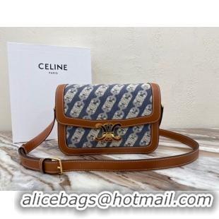 Best Luxury CELINE TRIOMPHE BAG IN TEXTILE AND NATURAL CALFSKIN 18888 Brown