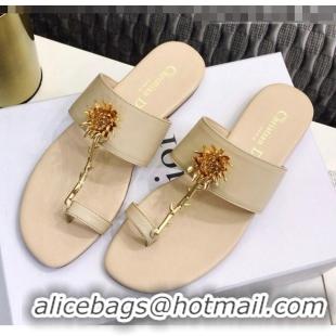 Shop Duplicate Dior Calfskin Jardin Thong Slide Sandal CD2003 Beige 2020