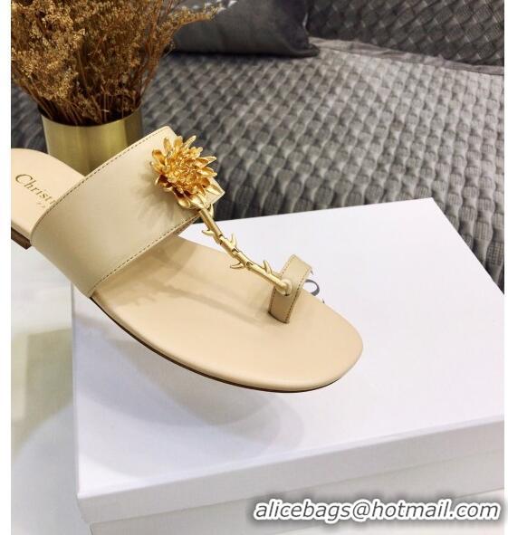 Shop Duplicate Dior Calfskin Jardin Thong Slide Sandal CD2003 Beige 2020