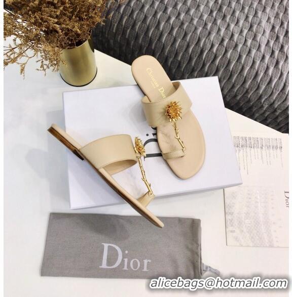 Shop Duplicate Dior Calfskin Jardin Thong Slide Sandal CD2003 Beige 2020