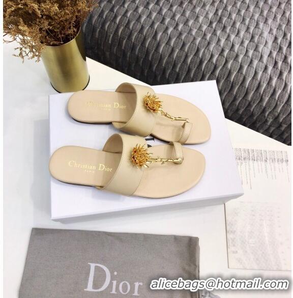 Shop Duplicate Dior Calfskin Jardin Thong Slide Sandal CD2003 Beige 2020