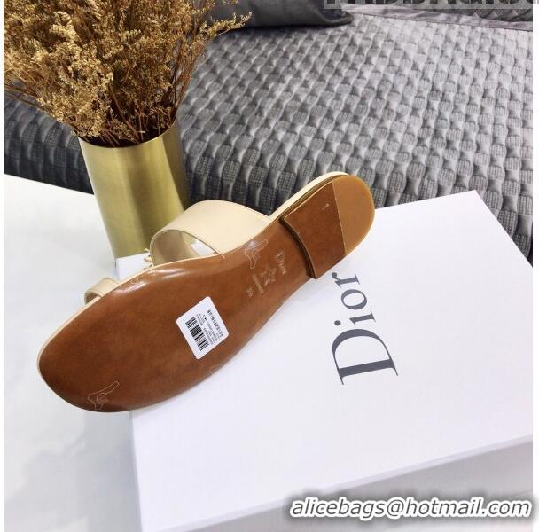 Shop Duplicate Dior Calfskin Jardin Thong Slide Sandal CD2003 Beige 2020