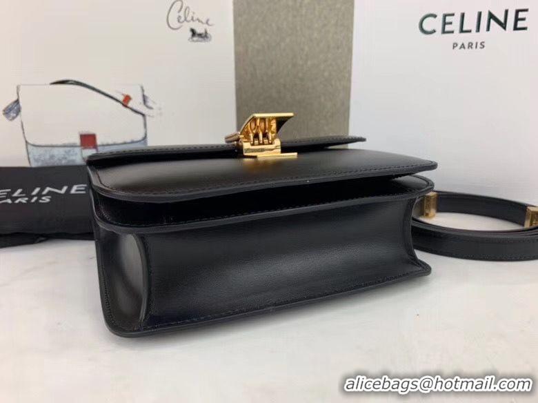 Luxury Celine Classic Box Teen Flap Bag Original Calfskin Leather 3379 Black