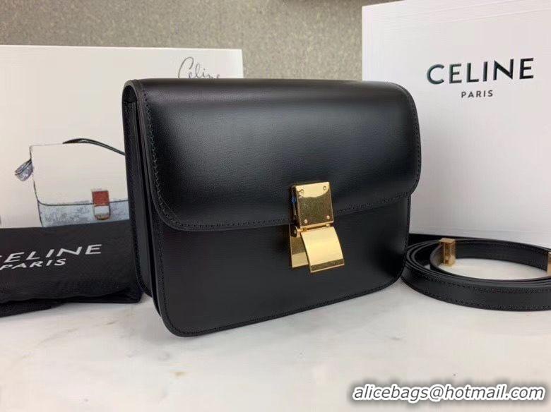 Luxury Celine Classic Box Teen Flap Bag Original Calfskin Leather 3379 Black