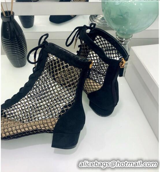 Promotional Dior Naughtily-D Ankle Boot in Metallic Gold-Tone Fishnet and Black Suede Calfskin CD0414 2020