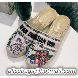 Good Product Dior Granville Espadrilles Mule in Flower Embroidered Cotton CD0415 2020