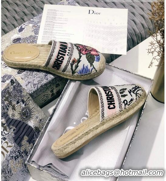 Good Product Dior Granville Espadrilles Mule in Flower Embroidered Cotton CD0415 2020