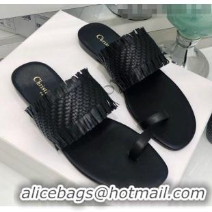 Affordable Price Dior Wave Sandal in Braided Lambskin CD0417 Black 2020