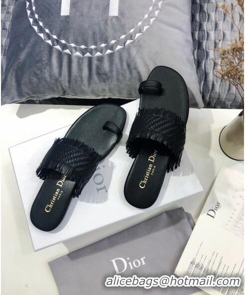 Affordable Price Dior Wave Sandal in Braided Lambskin CD0417 Black 2020