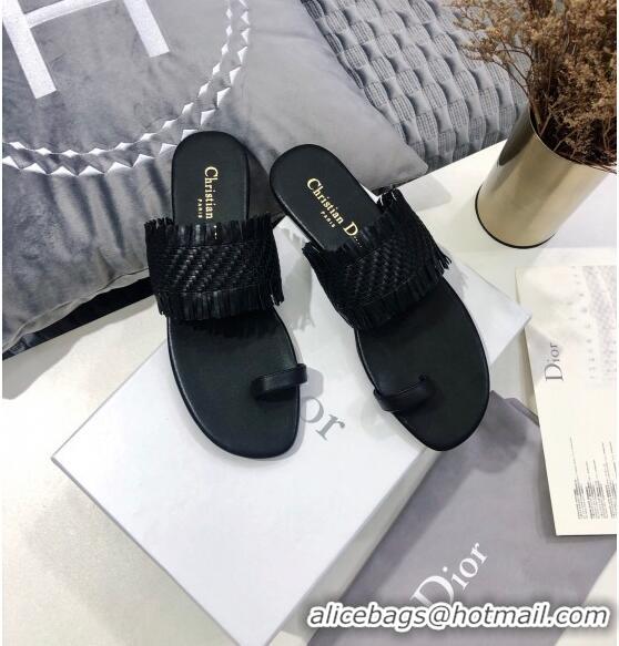 Affordable Price Dior Wave Sandal in Braided Lambskin CD0417 Black 2020