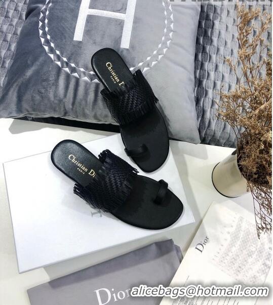 Affordable Price Dior Wave Sandal in Braided Lambskin CD0417 Black 2020