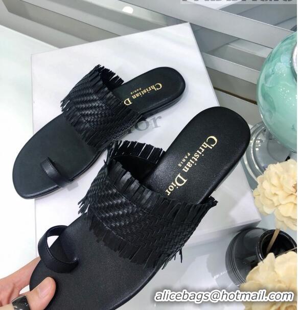 Affordable Price Dior Wave Sandal in Braided Lambskin CD0417 Black 2020