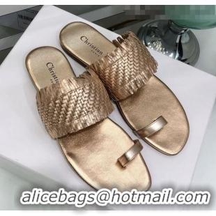 Best Product Dior Wave Sandal in Braided Lambskin CD0417 Gold 2020