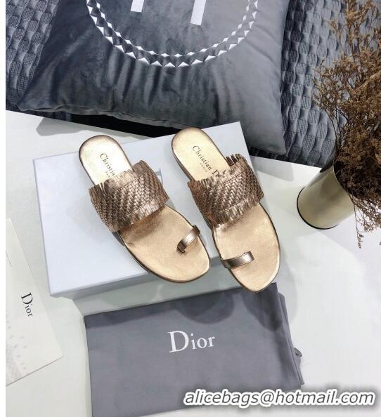 Best Product Dior Wave Sandal in Braided Lambskin CD0417 Gold 2020