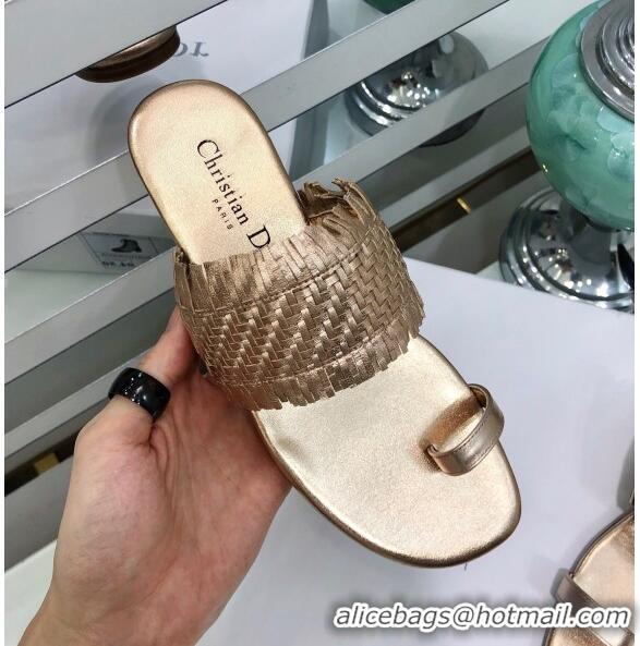 Best Product Dior Wave Sandal in Braided Lambskin CD0417 Gold 2020