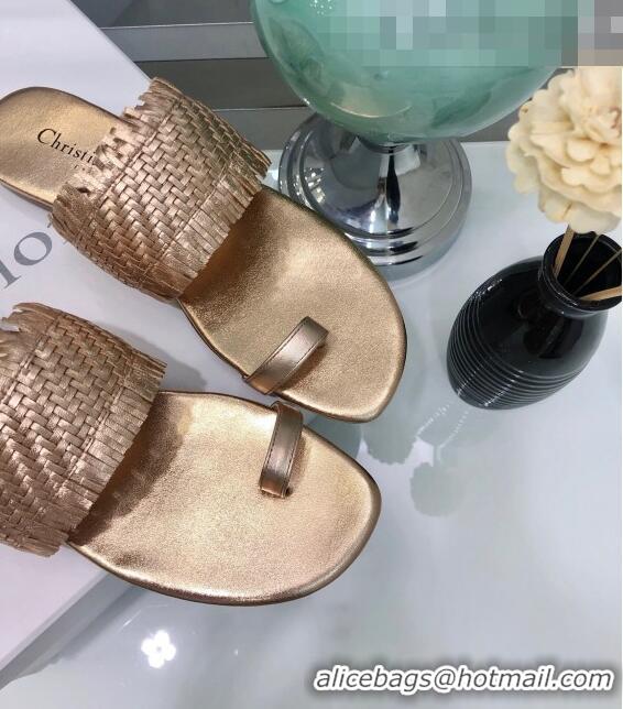 Best Product Dior Wave Sandal in Braided Lambskin CD0417 Gold 2020