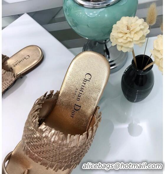 Best Product Dior Wave Sandal in Braided Lambskin CD0417 Gold 2020