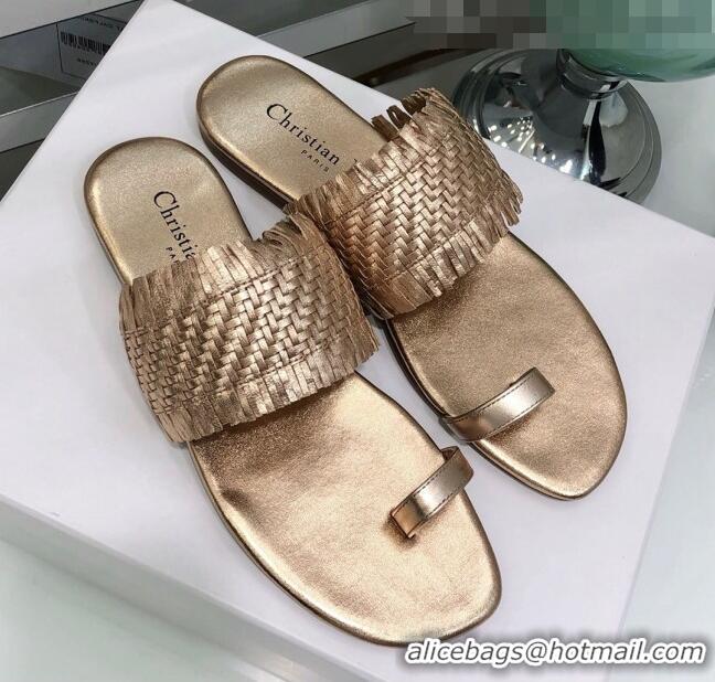 Best Product Dior Wave Sandal in Braided Lambskin CD0417 Gold 2020