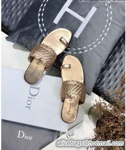 Best Product Dior Wave Sandal in Braided Lambskin CD0417 Gold 2020