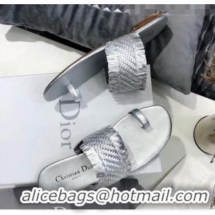 Top Quality Dior Wave Sandal in Braided Lambskin CD0417 Silver 2020