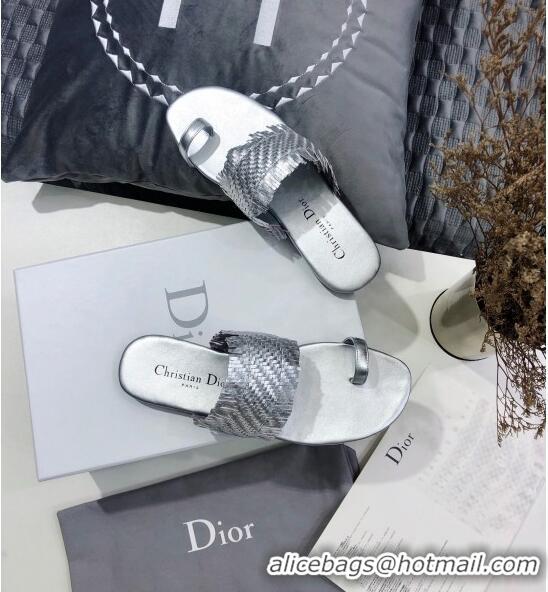 Top Quality Dior Wave Sandal in Braided Lambskin CD0417 Silver 2020