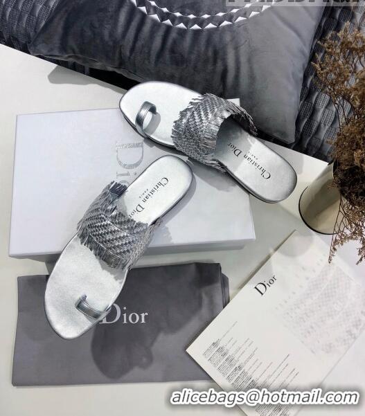 Top Quality Dior Wave Sandal in Braided Lambskin CD0417 Silver 2020