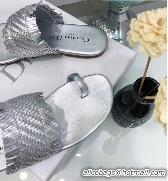 Top Quality Dior Wave Sandal in Braided Lambskin CD0417 Silver 2020