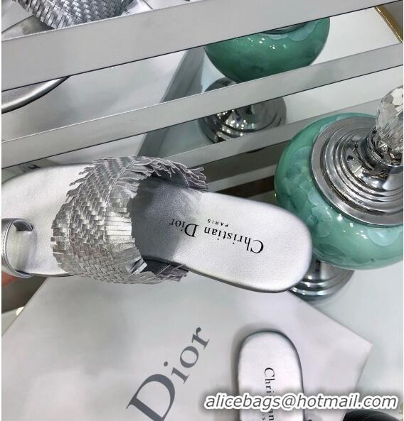 Top Quality Dior Wave Sandal in Braided Lambskin CD0417 Silver 2020