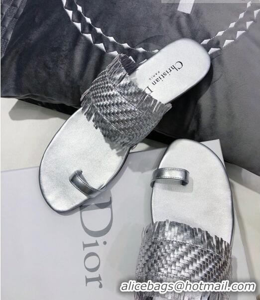 Top Quality Dior Wave Sandal in Braided Lambskin CD0417 Silver 2020