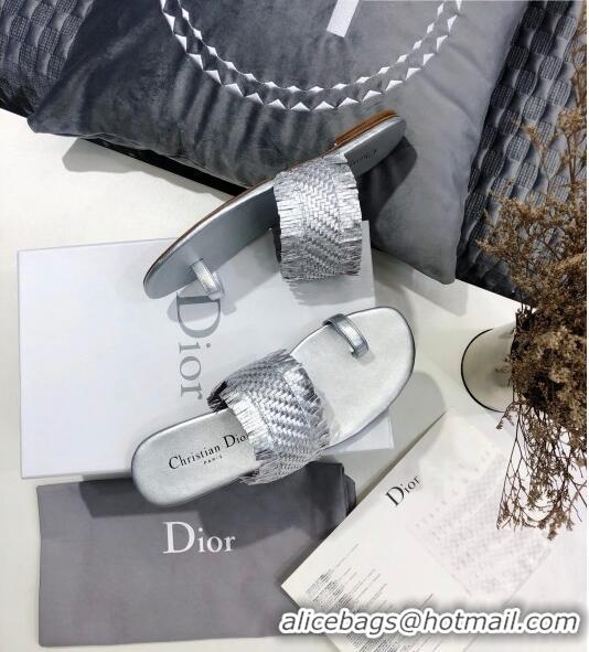 Top Quality Dior Wave Sandal in Braided Lambskin CD0417 Silver 2020