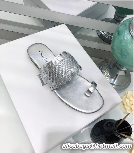 Top Quality Dior Wave Sandal in Braided Lambskin CD0417 Silver 2020