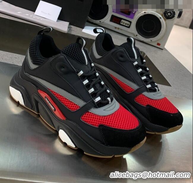 Low Cost Dior B22 Sneaker in Calfskin And Technical Mesh CD1314 Black/Red/Grey 2020