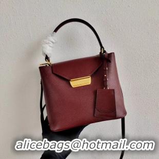 Good Quality Prada Calf skin tote 1BN012 Burgundy