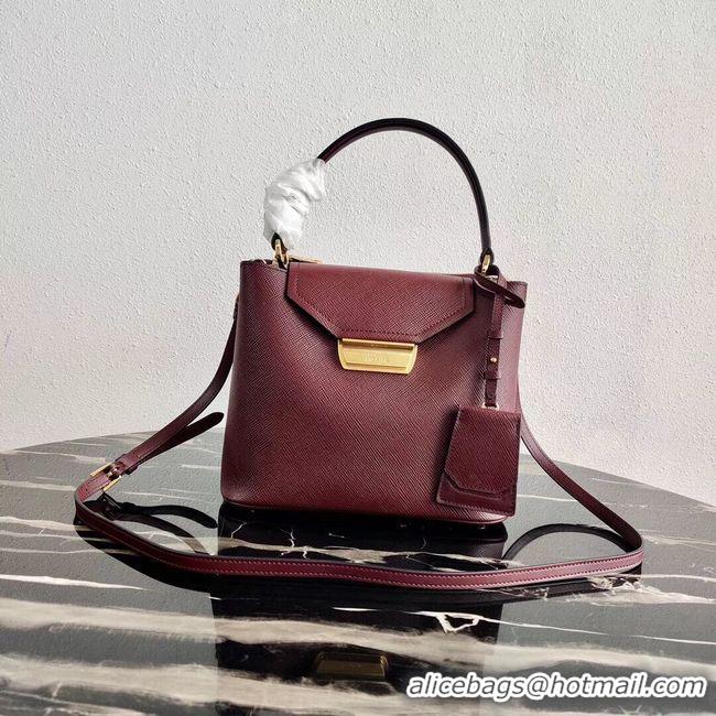 Good Quality Prada Calf skin tote 1BN012 Burgundy