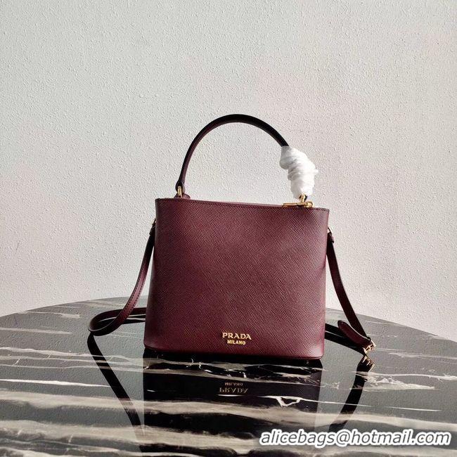 Good Quality Prada Calf skin tote 1BN012 Burgundy