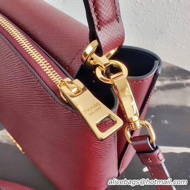 Good Quality Prada Calf skin tote 1BN012 Burgundy