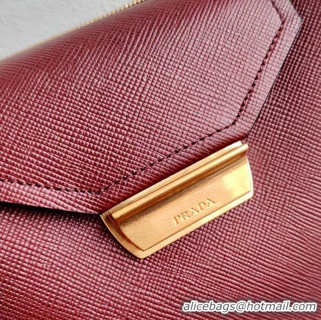 Good Quality Prada Calf skin tote 1BN012 Burgundy