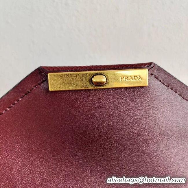 Good Quality Prada Calf skin tote 1BN012 Burgundy