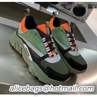 Trendy Design Dior B22 Sneaker in Calfskin And Technical Mesh CD1315 Green/Orange 2020