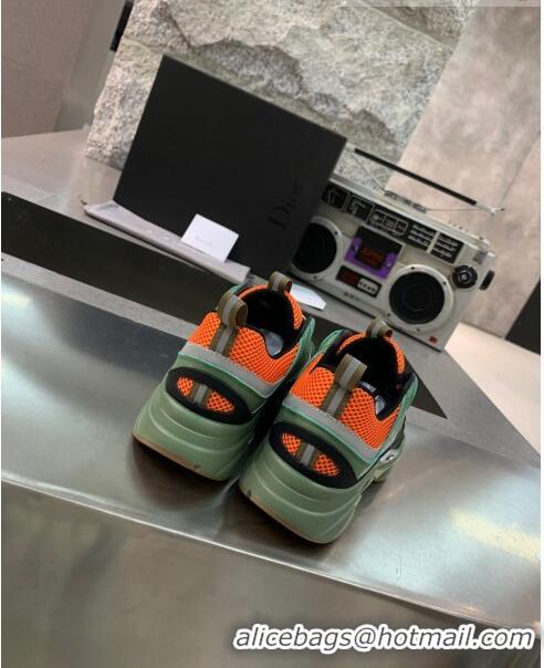 Trendy Design Dior B22 Sneaker in Calfskin And Technical Mesh CD1315 Green/Orange 2020