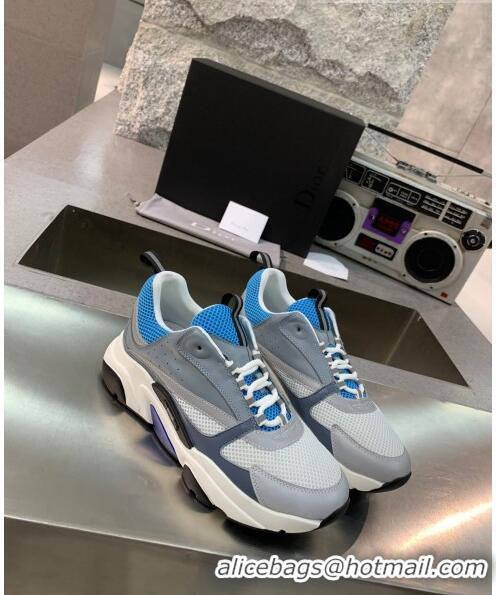 Market Sells Dior B22 Sneaker in Calfskin And Technical Mesh CD1317 Grey/Blue 2020