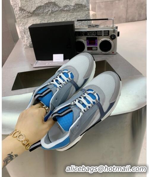 Market Sells Dior B22 Sneaker in Calfskin And Technical Mesh CD1317 Grey/Blue 2020