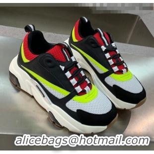 Low Cost Dior B22 Sneaker in Calfskin And Technical Mesh CD1318 Black/Red/Green 2020